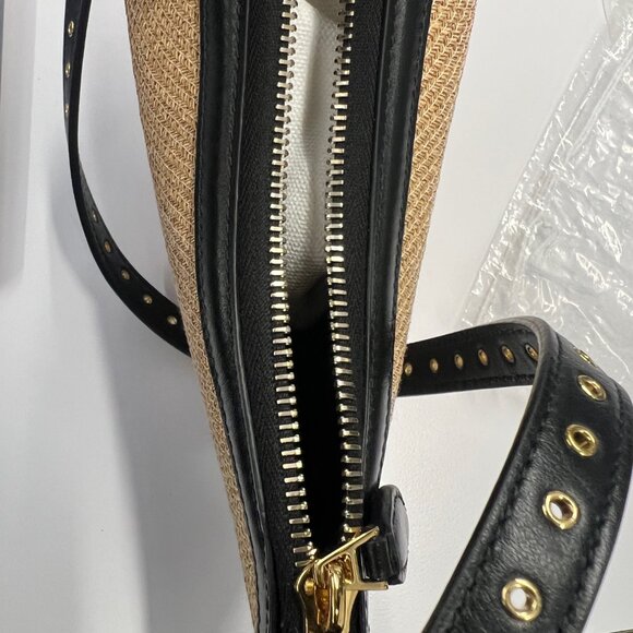 Alaia Black Beige Paper Straw One Piece Demi Lune Bag - Picture 10 of 12